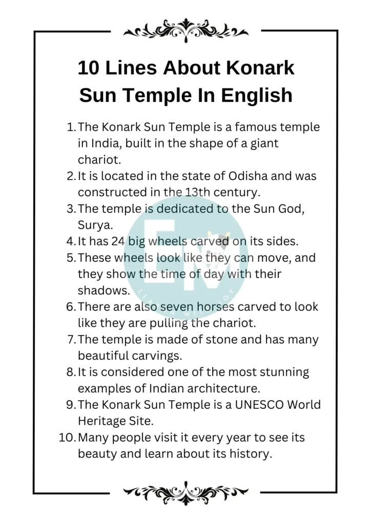 10 Lines About Konark Sun Temple In English