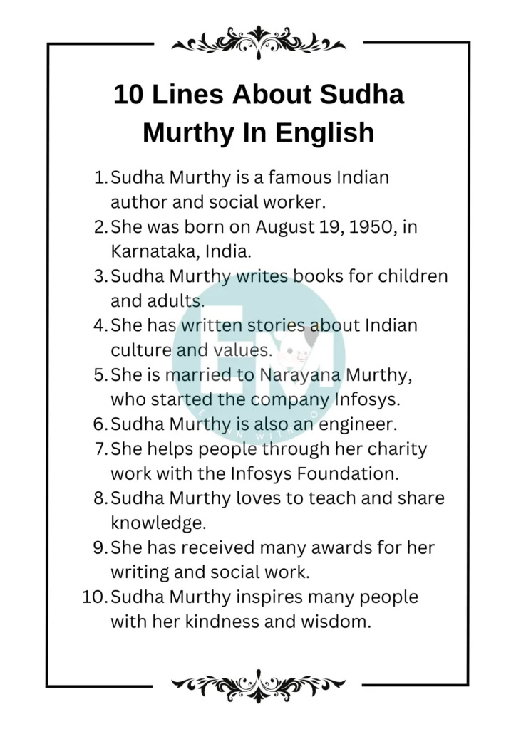 10 Lines About Sudha Murthy In English
