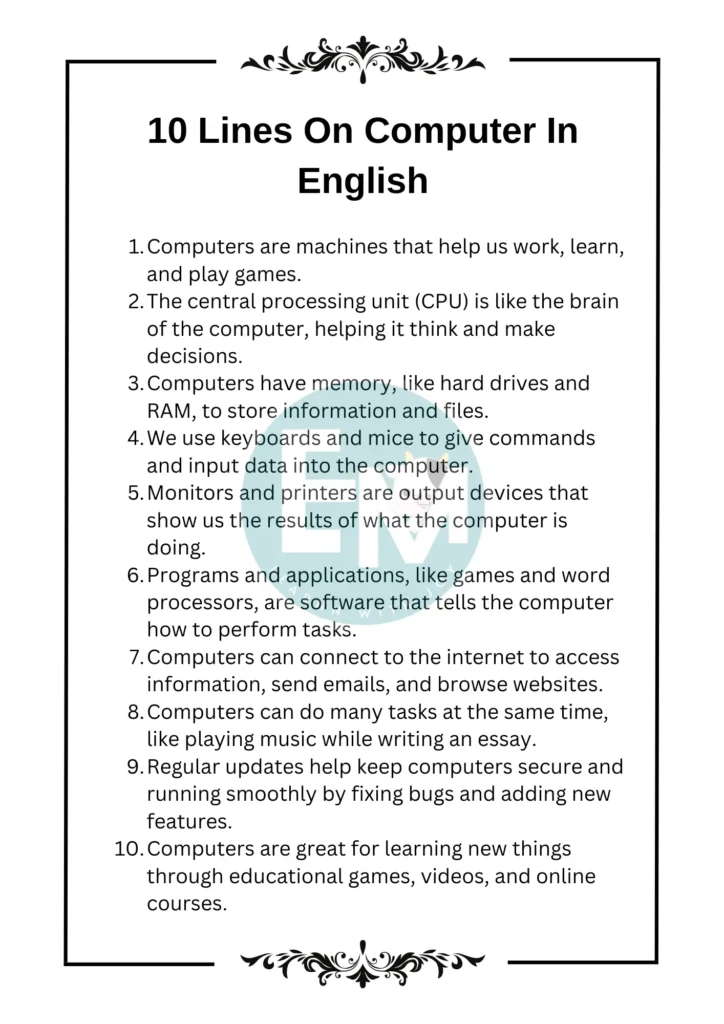 10 Lines On Computer In English