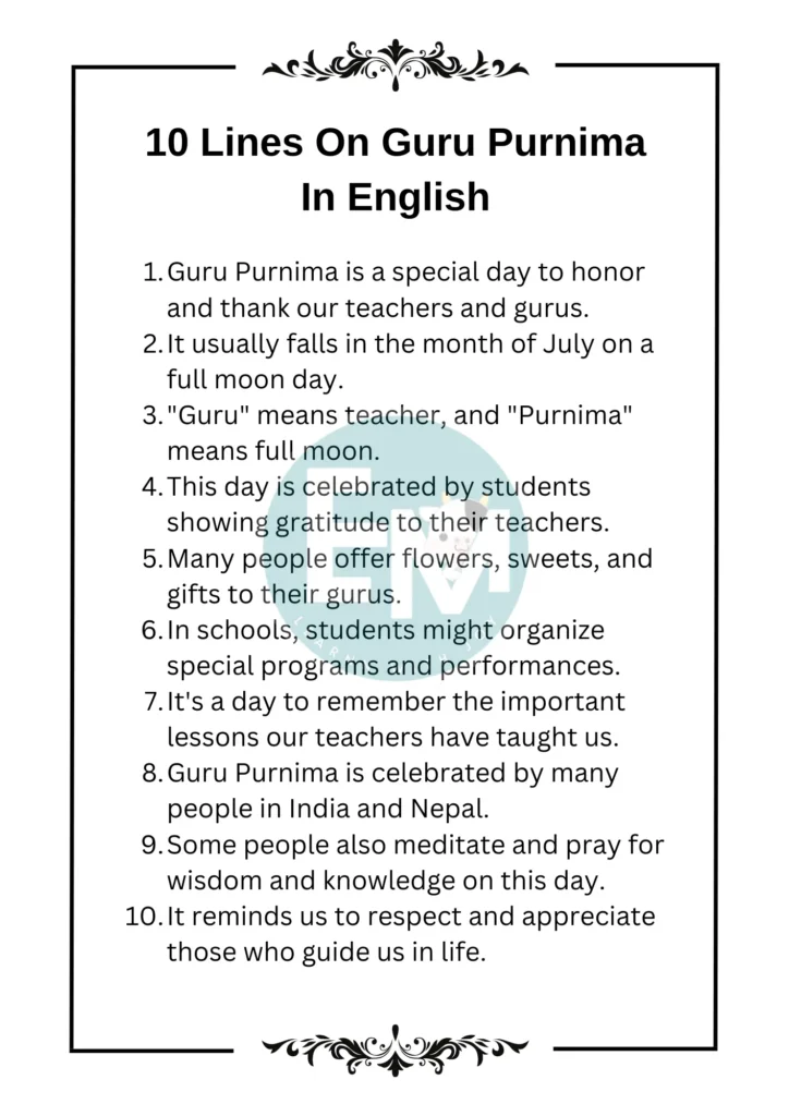 10 Lines On Guru Purnima In English