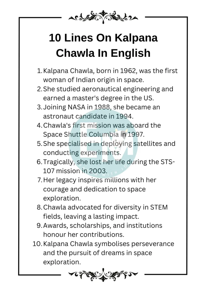 10 Lines On Kalpana Chawla In English
