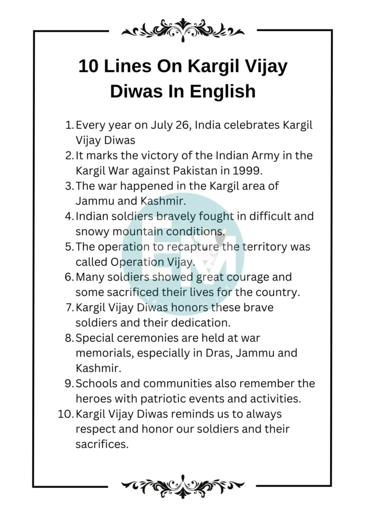 10 Lines On Kargil Vijay Diwas In English