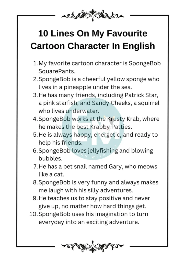 10 Lines On My Favourite Cartoon Character In English