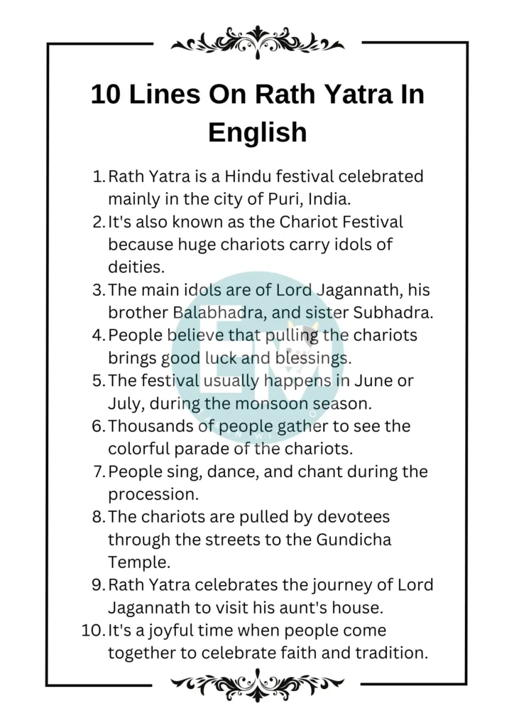 10 Lines On Rath Yatra In English