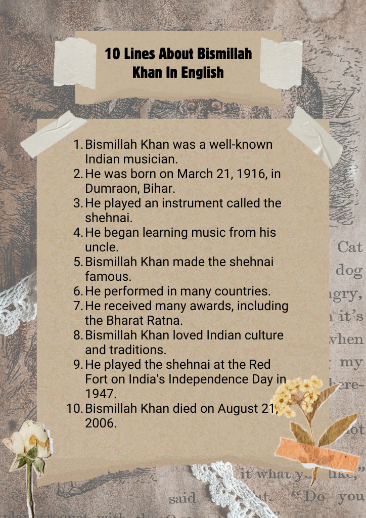 10 Lines About Bismillah Khan