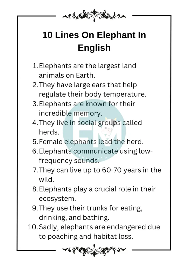 10 Lines On Elephant In English