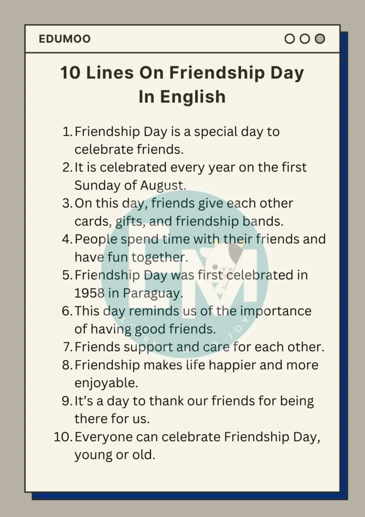 10 Lines On Friendship Day