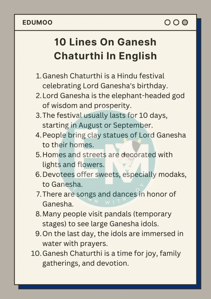 10 Lines On Ganesh Chaturthi