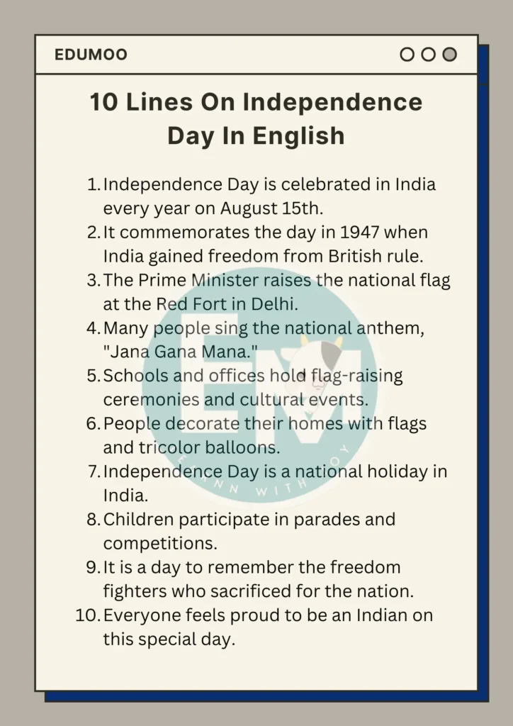 10 Lines On Independence Day