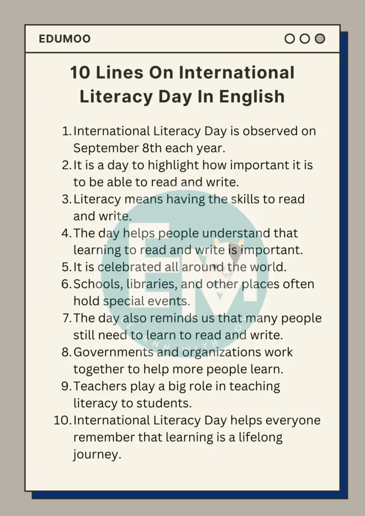 10 Lines On International Literacy Day