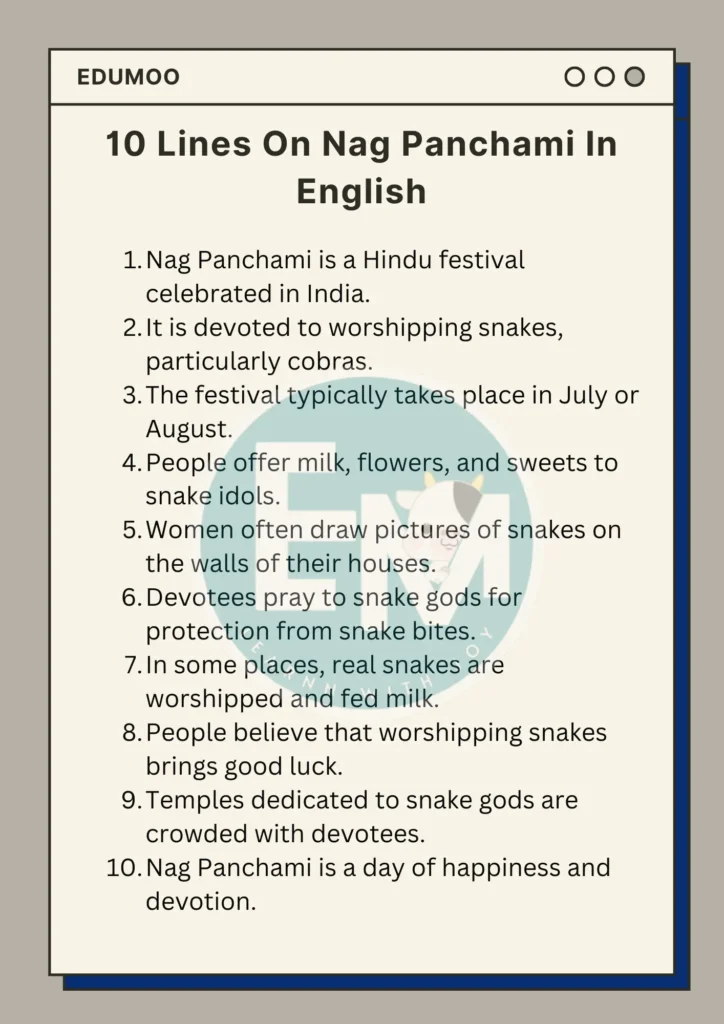 10 Lines On Nag Panchami