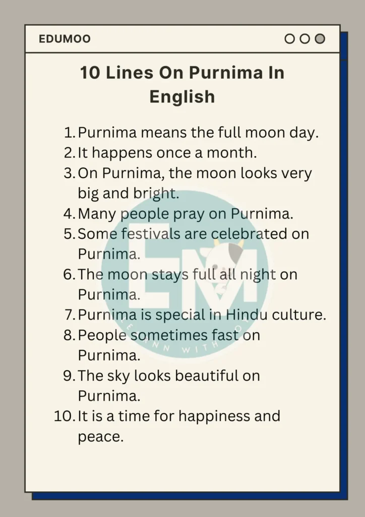 10 Lines On Purnima