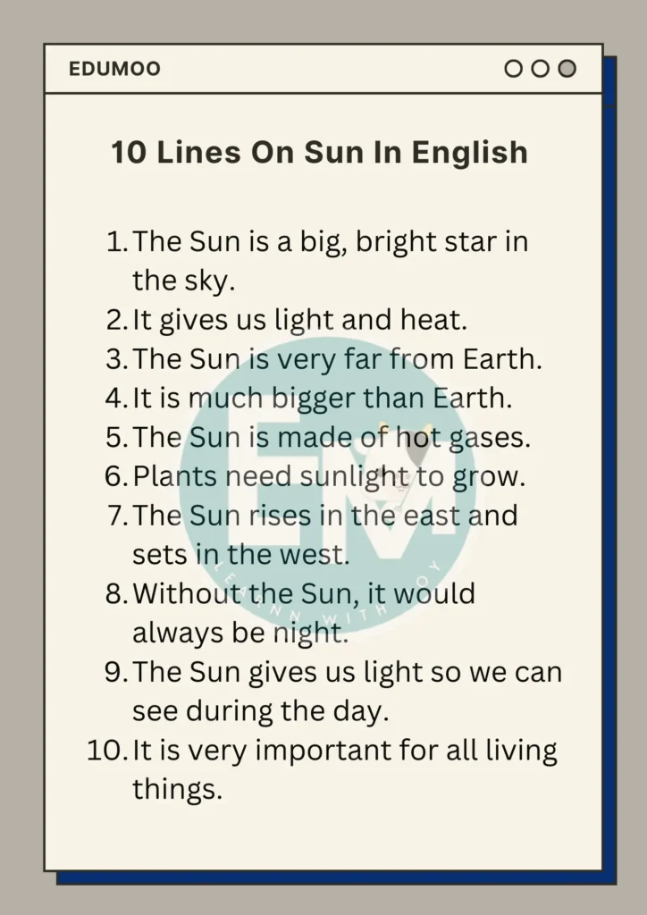 10 Lines On Sun