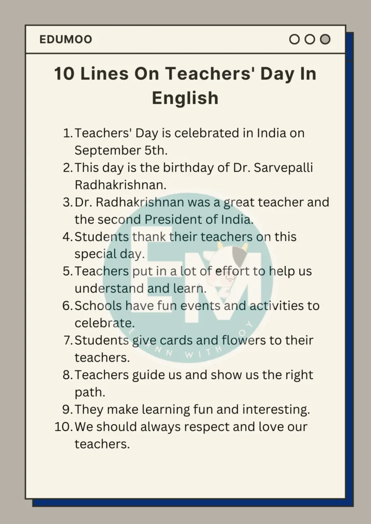 10 Lines On Teachers' Day In English