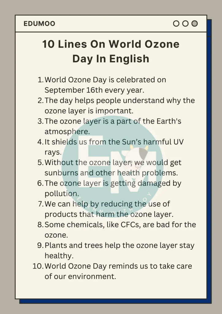 10 Lines On World Ozone Day