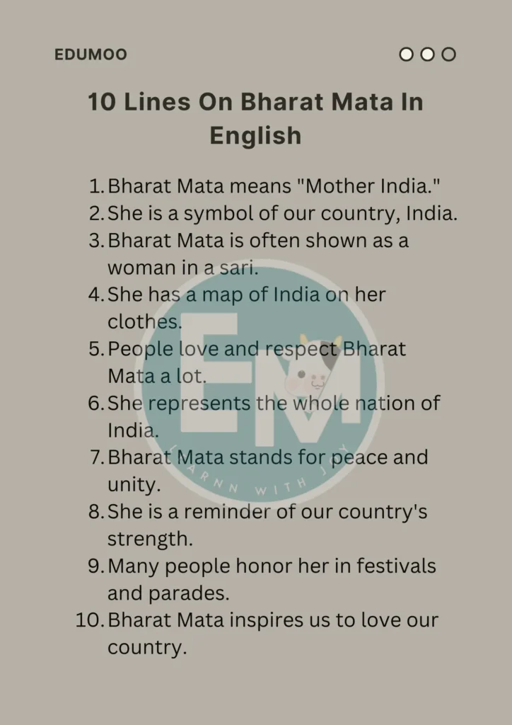 10 Lines On bharat mata in english