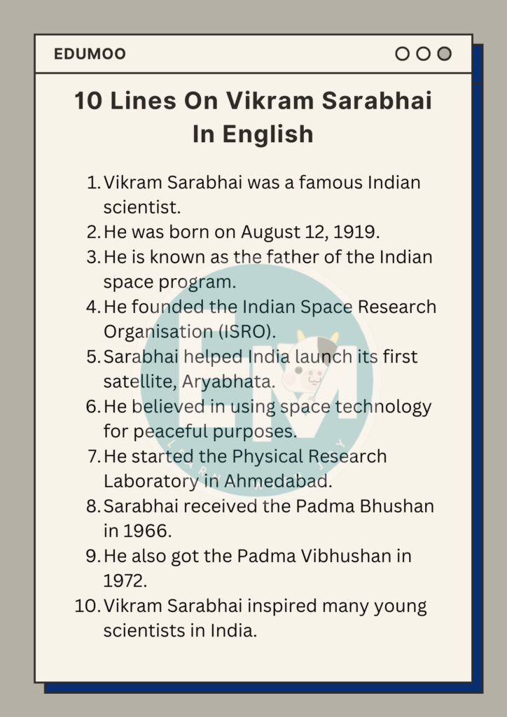 10 Lines On vikram sarabhai