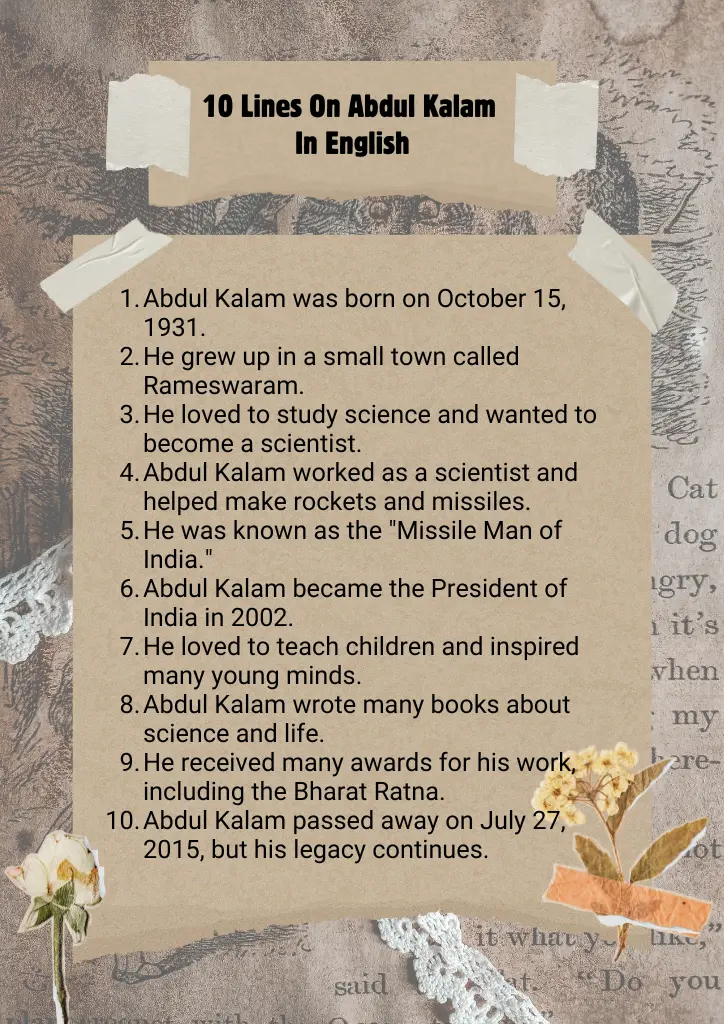 10 lines on Abdul Kalam