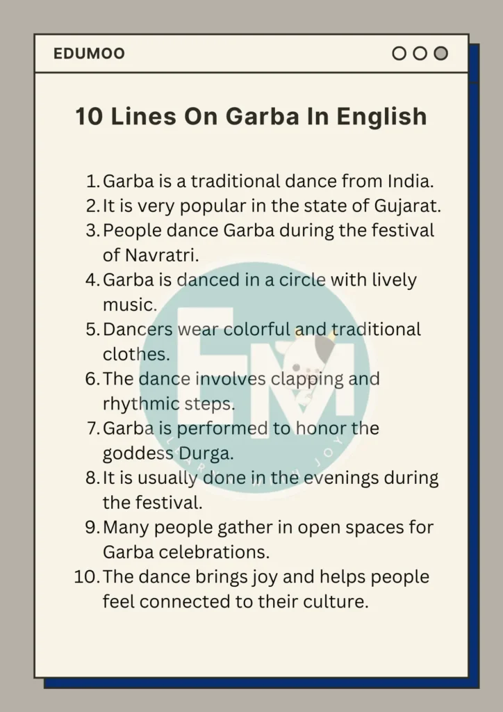 10 lines on garba