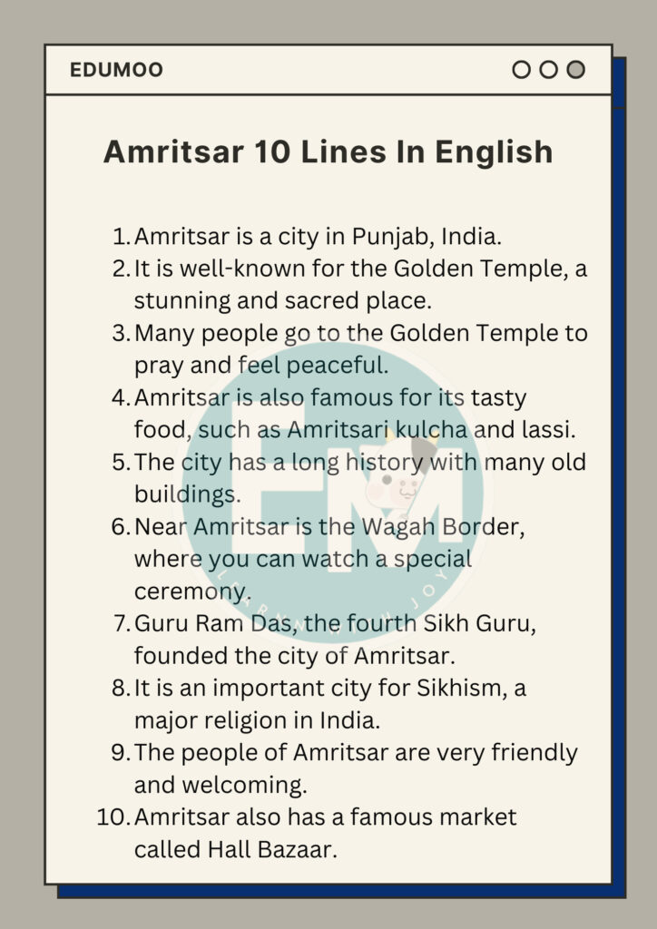 Amritsar 10 lines