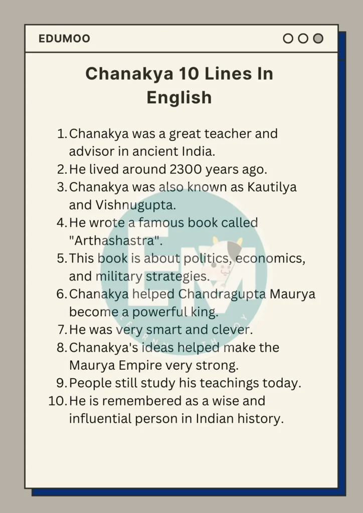 Chanakya 10 Lines