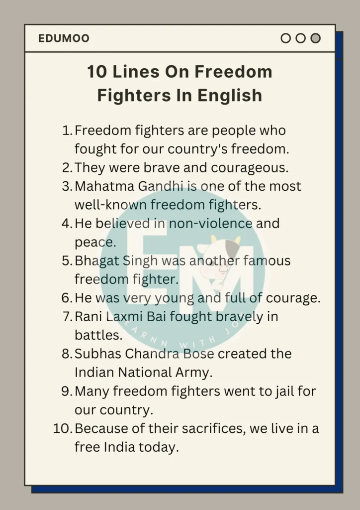 10 Lines On Freedom Fighters