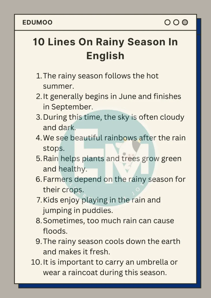 10 lines on rainy season