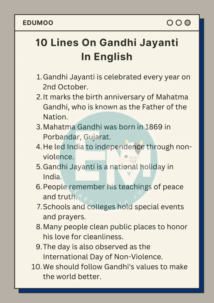 10 lines on Gandhi Jayanti