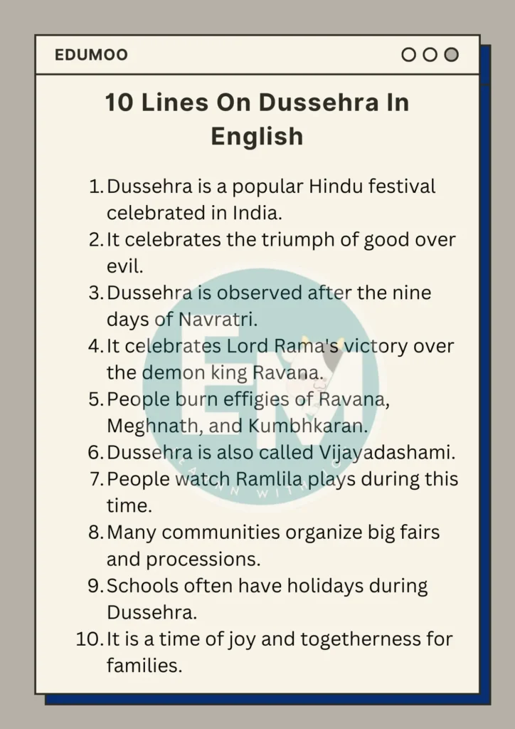 10 lines on Dussehra