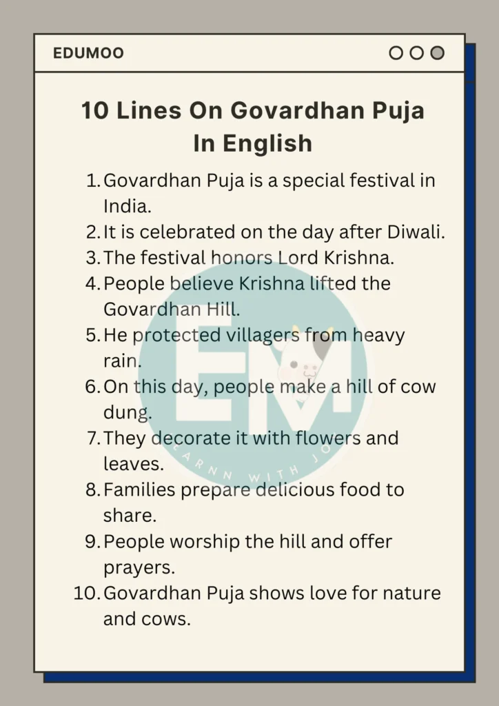 10 Lines on Govardhan Puja