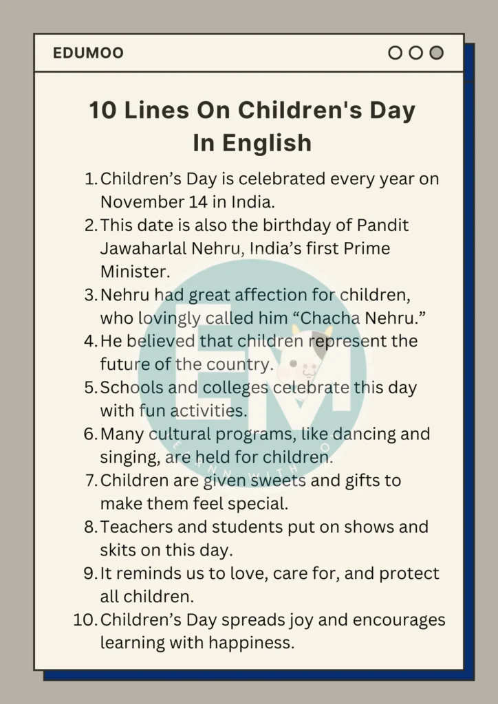 10 lines on children's day