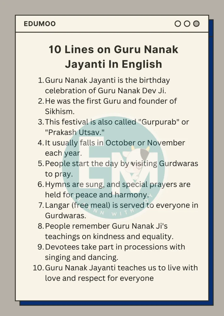 10 Lines on Guru Nanak Jayanti