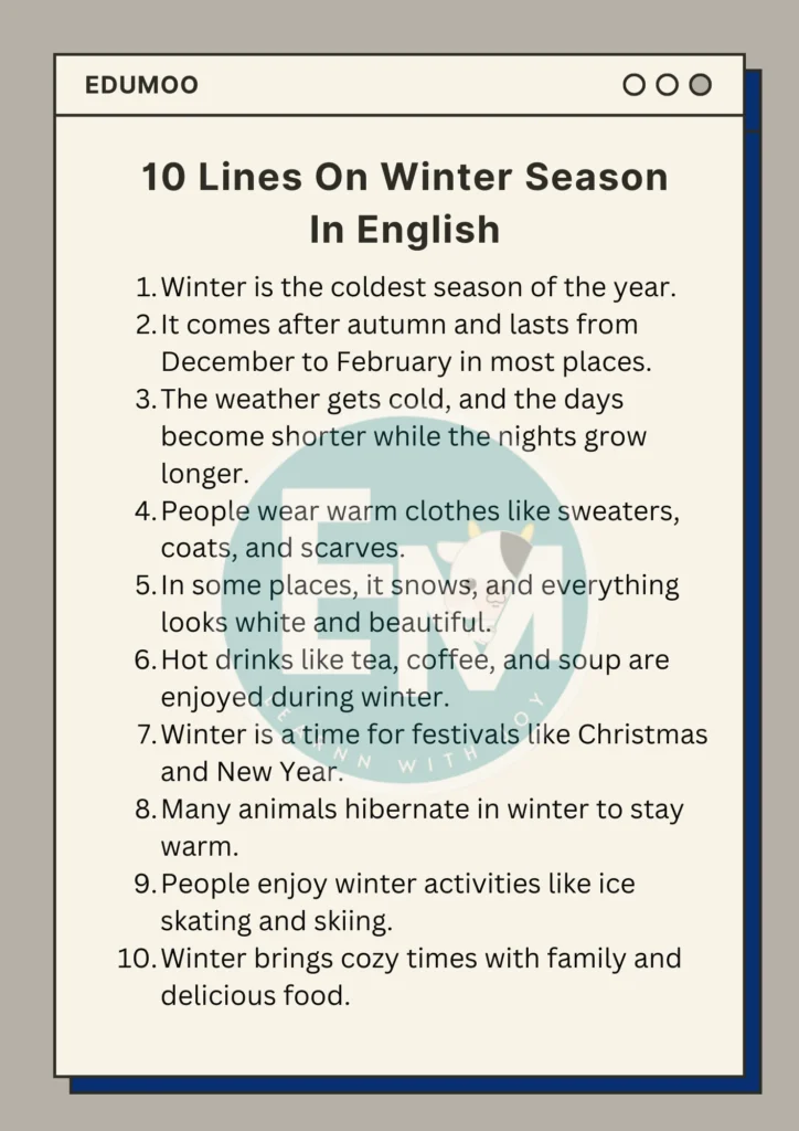 10 lines on winter season