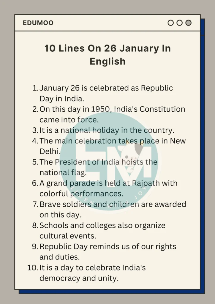 10 Lines On 26 January In English