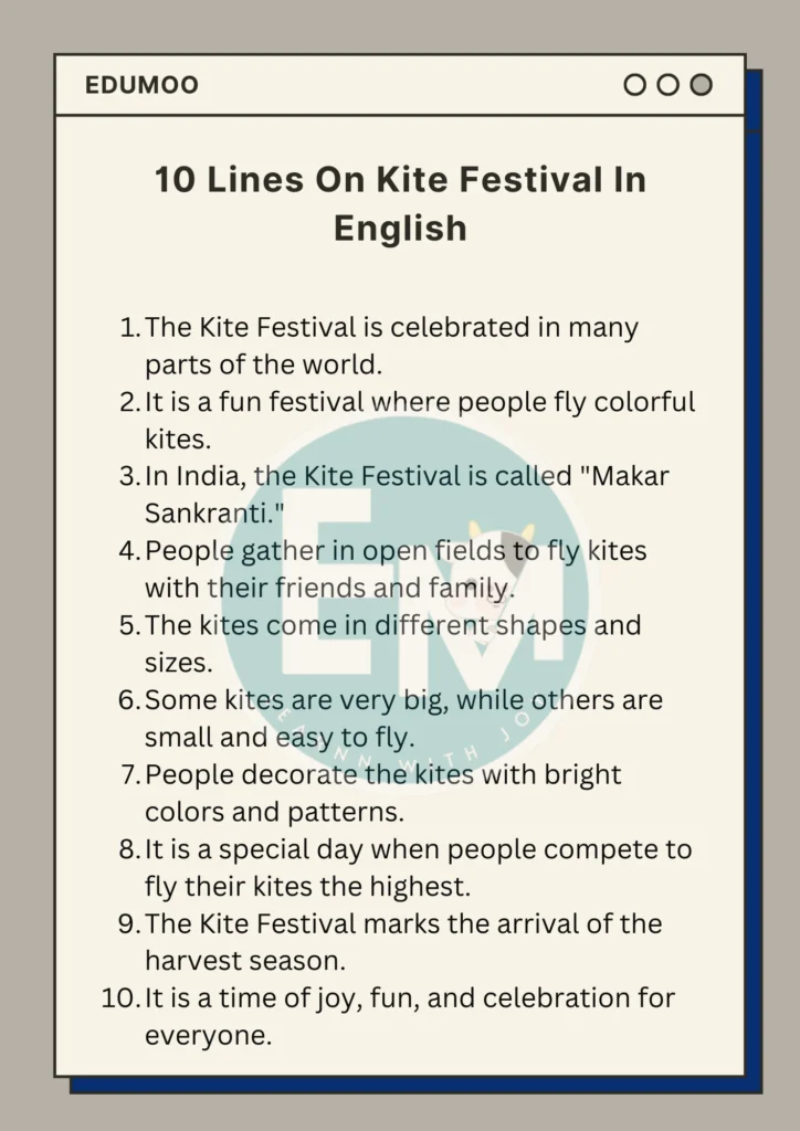 10 lines on kite festival