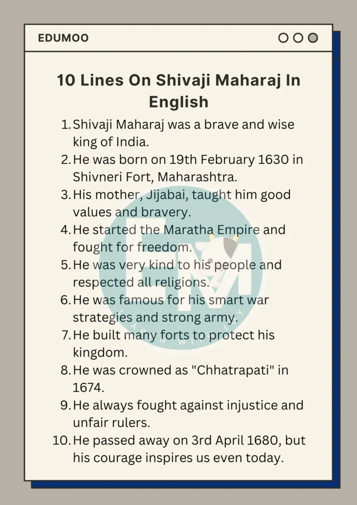 10 lines on shivaji maharaj