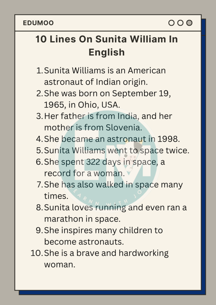 10 Lines On Sunita William