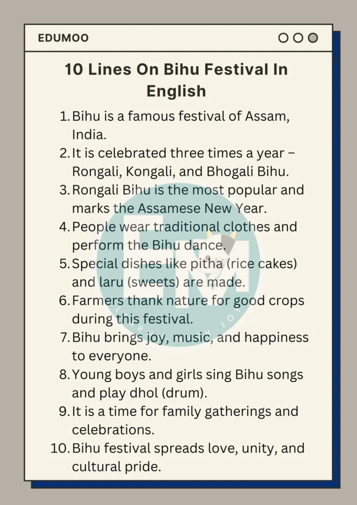 10 Lines On Bihu Festival