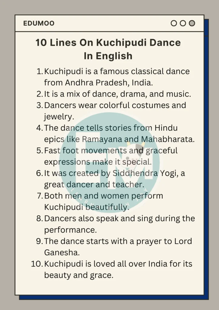 10 lines on kuchipudi dance