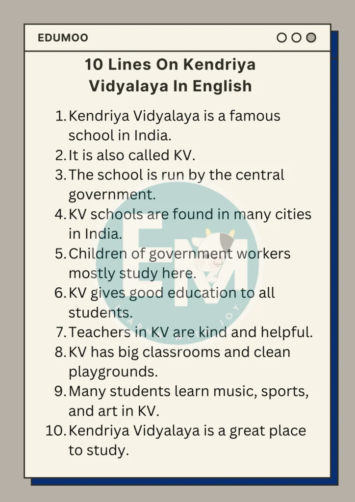 10 Lines About Kendriya Vidyalaya
