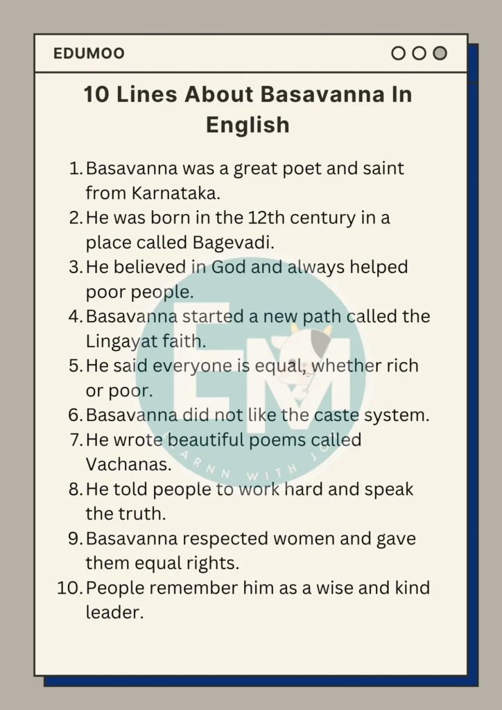 10 lines about basavanna in english