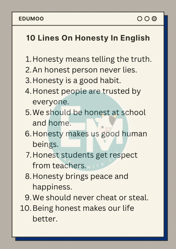 10 lines on honesty