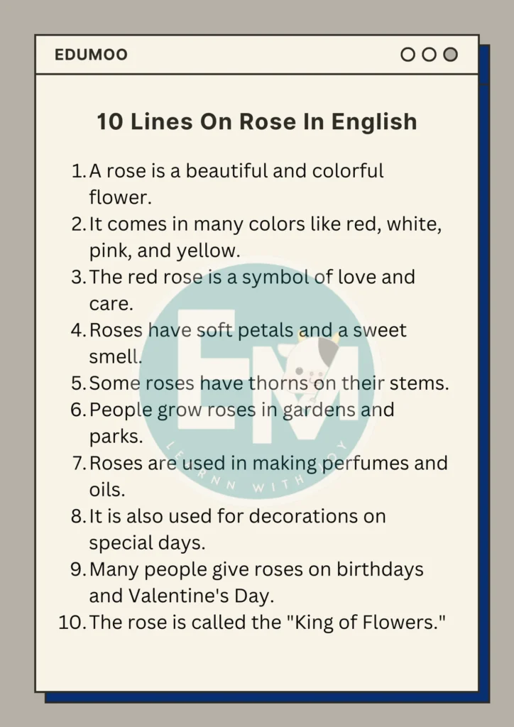 10 lines on rose