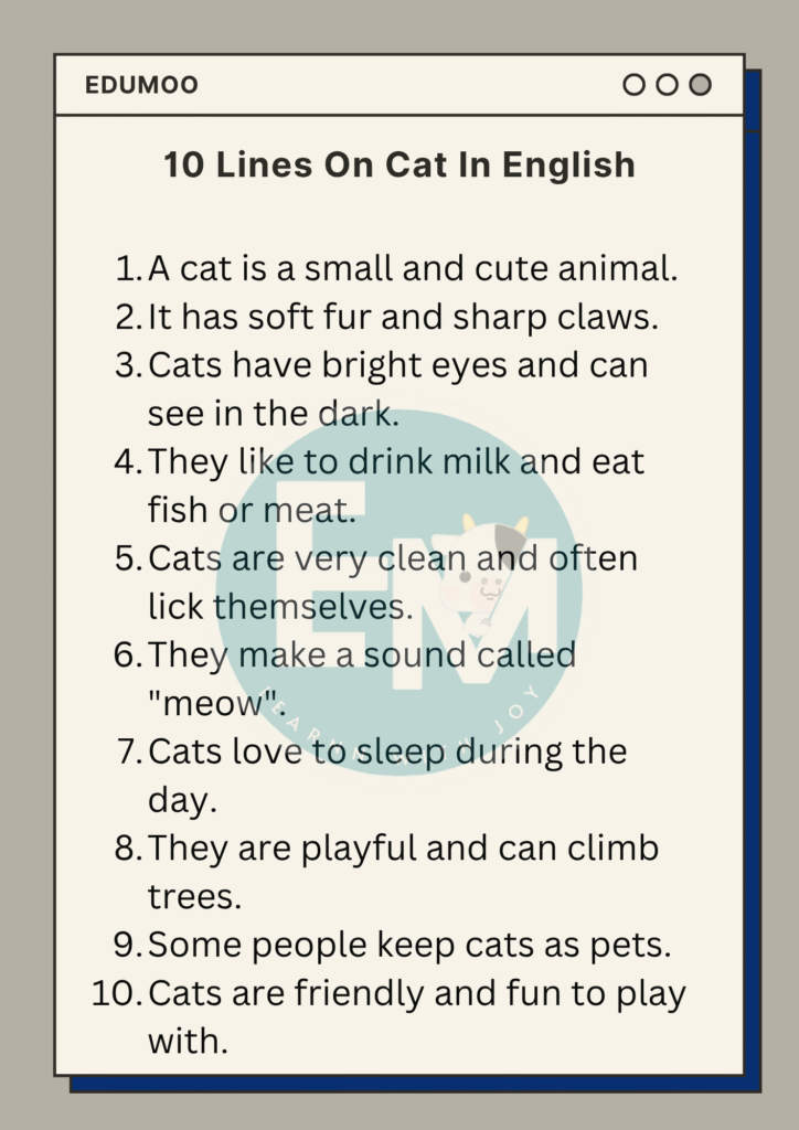 10 lines on Cat