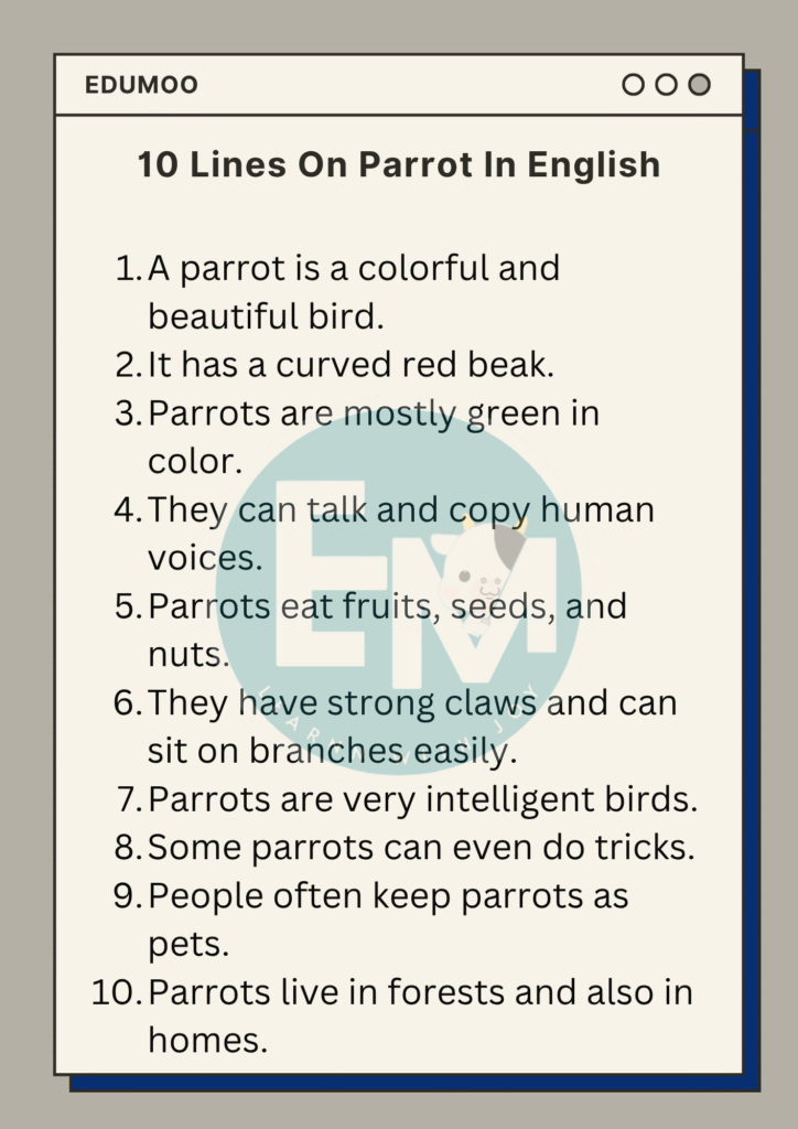 10 lines on parrot