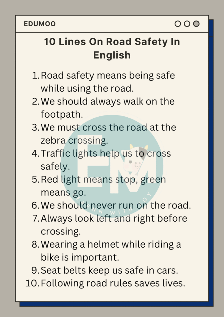 10 lines on road safety