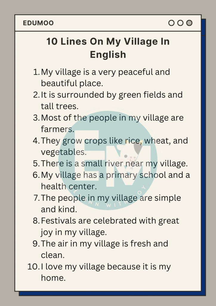 10 lines on my village