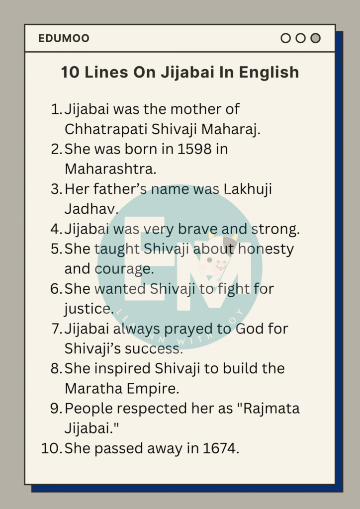 10 lines on Jijabai in English