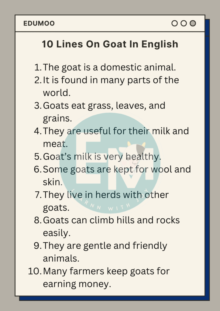 10 lines on goat