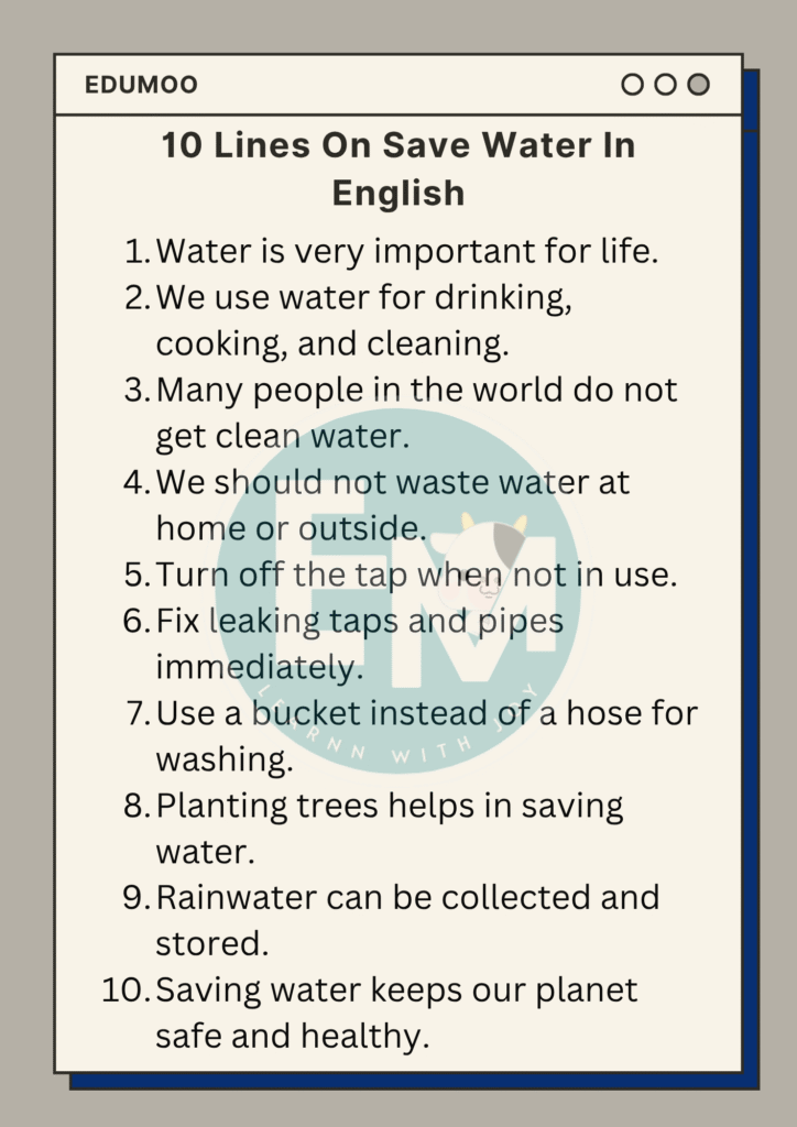 10 lines on save water